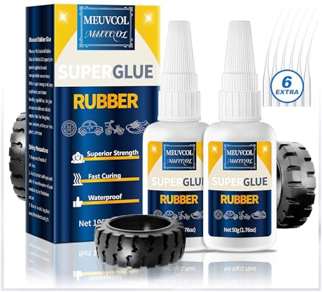 Meuvcol Rubber Glue 100g - Heavy Duty Adhesive for RC Tires, Seals, Gaskets, Shoe Soles, Hose, Waterproof for Boot, Wellies, Bike Tires, Belts, Car