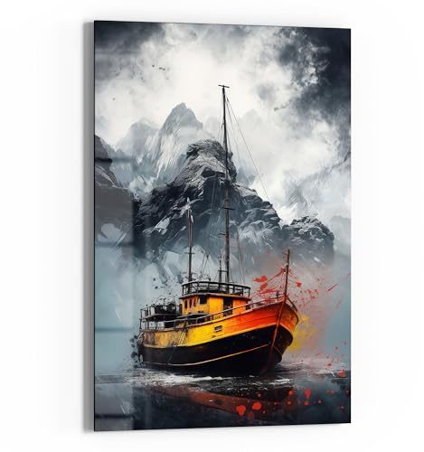 DEQOART Glasbild Echtglas | Motiv Gipfelstürmer | vertikal einteilig 40x60 cm | schöne Dekoration | Wandbild für Wohnzimmer, Schlafzimmer, Flur & Küche | moderne Wanddeko