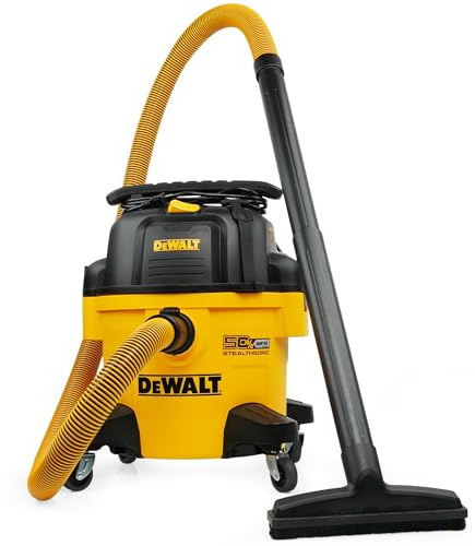 DEWALT STEALTHSONIC DXV06P-QTB Aspirador Agua y Polvo Ultra Silencioso 5 Palos HP para reducción del Ruido húmedo/seco para estación de Trabajo, Taller y Garaje