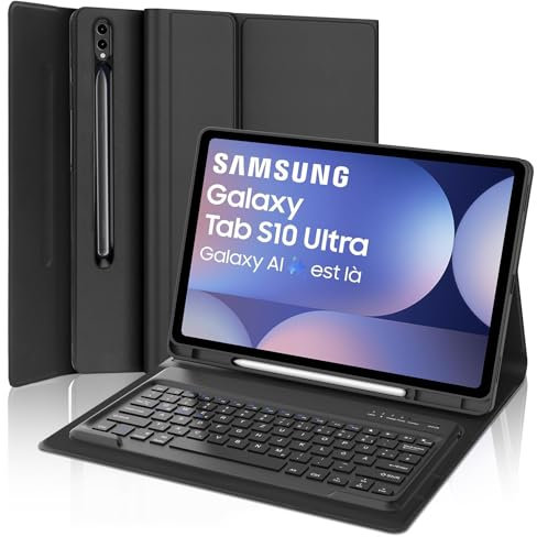 SENGBIRCH Tastatur Hülle für Samsung Galaxy Tab S10 Ultra 14,6 Zoll 2024 - Deutsche QWERTZ Abnehmbare Magnetische Tastatur für Samsung Galaxy Tab S9 Ultra 14,6, Schwarz