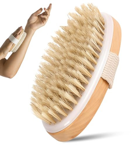 Trockenbürste Badebürste,Badebürste zum Entfernen abgestorbener Haut,Massagebürste,Körperbürste Naturborsten,Körperbürste Saunabürste für Peeling und Massage,zum entfernen von abgestorbener Haut