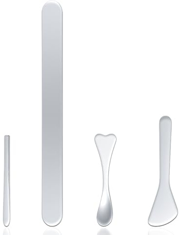Lot de 4 spatules cosmétiques en métal universelles - En forme de cœur - Pour bouteille étroite, confiture, lotion de beauté, crème