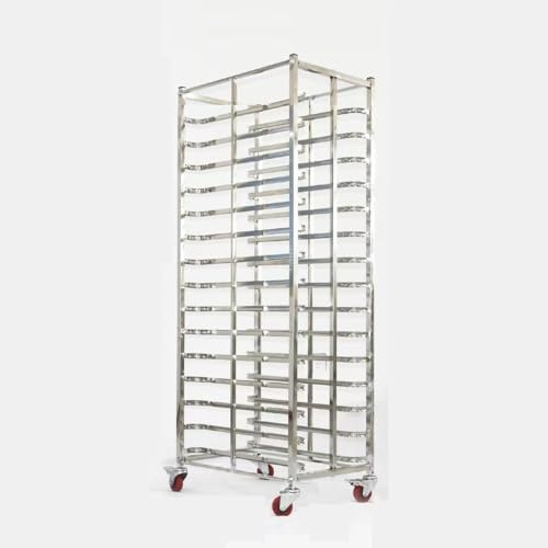 crew-cut Bakery Cooling Rack Trolley for Commercial Food Pans, 15-Pan TurboChef-Compatible Storage for Culinary Use