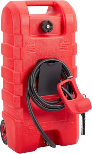 Tanque de gasolina portátil de 15 galones, bomba manual, contenedor grande con manguera de 3 m, ruedas resistentes y tapa con cerradura, ideal para camiones, televisores, cortadoras de césped y barc