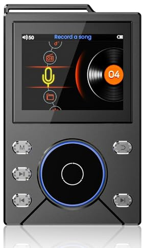 MP3 Player with Blue-tooth, 2.4'' HD HiFi Lossless Digital Audio Player with DSD256 Quality & BT 50-Hour Battery Supports up to 512GB(A-16GB)
