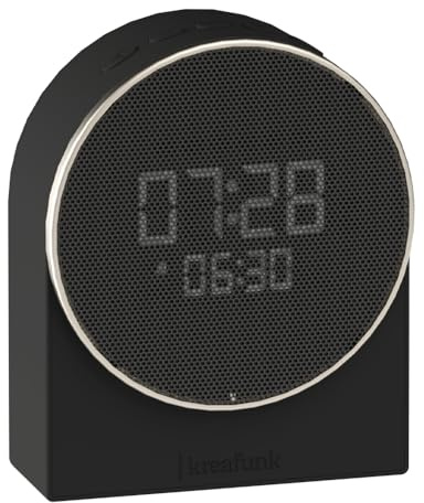 KREAFUNK Réveil Lumineux Bluetooth Ivy Haut-Parleur sans Fil Étanche, Lumière Réveil Progressive, 6 Sons, LED Réglable, Batterie Longue Durée, USB-C (Noir)