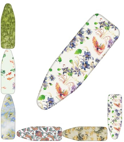 90x30cm, 110x33cm, 120x38cm, Copriasse Da Stiro Universale In Cotone, Copriasse Da Stiro Di Ricambio Stampato, Chiusura Regolabile(Bamboo pattern,110x33cm)