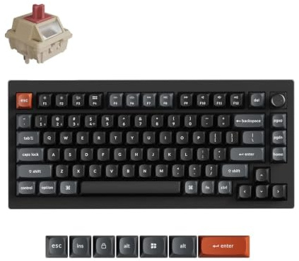 Keychron V1 Ultra 8K Polling Rate Wireless (2,4 GHz & Bluetooth) ZMK anpassbare mechanische Tastatur mit Hot-Swap-fähigen Schaltern, 660-Stunden-Akku, PBT-Tastenkappen für Mac, Windows, Linux