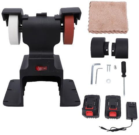 Fafeicy Sladdlös Bänkslipmaskin Polermaskin 250W 7000 Varv/min med 2 Slipskivor för 18V Batteri Metallslipning Slipning Polering