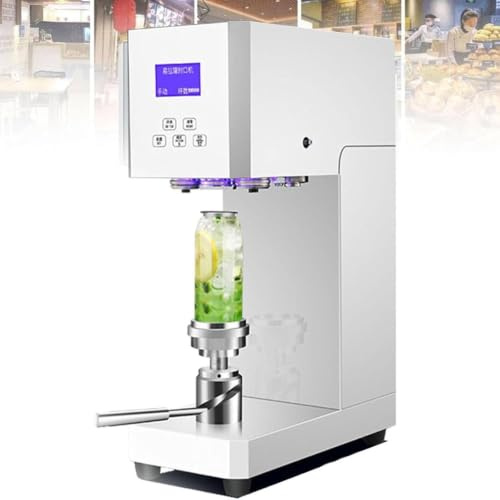 MHKHBA Commercial Automatic Canning Machine 370w Electric Sealing Machine Height Adjustable 4.53/6.69 Suitable for the Food and Beverage Industry White