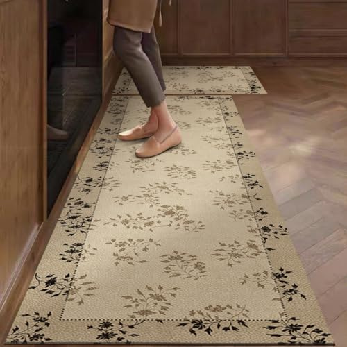 Alfombra Cocina 50X80Cm Amarillo Negro Alfombra Vinilica Cocina Cuero,Modernas Lavable Antideslizante Anti Fatiga para Pasillo, Comedor,Hogar Alfombrilla Cocina