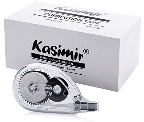 Kasimir Korrekturroller Korrekturmaus Set Korrekturband 20 Stück à 12m x 5mm Schwarz, Ungiftig, umweltfreundlich und von der FDA zugelassen ideal für Studenten kinder, im Büro arbeitendes Personal