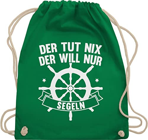Turnbeutel Rucksack - Sprüche Statement mit Spruch - Der tut nix der will nur segeln - Unisize - Grün - geschenke für segler kinderturnbeutel sprueche segel beutel geschenk sport tasche kinder