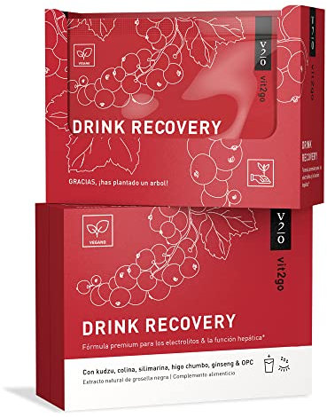 Vit2go DRINK RECOVERY (10 sobres) - Polvo electrolítico, desintoxicación, rehidratación del hígado, con vitaminas, colina, flor de Kudzu, cardo mariano, L-cisteína