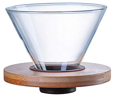 Hosoncovy - Porte-filtre à café en verre transparent - Avec coussin en bois