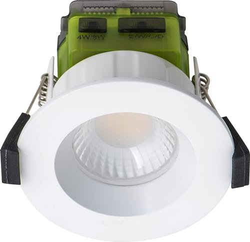 Luceco FType Regressed Mk2 Power Change and 4Colour 2700K, 3000K, 4000K, 6000K Colour Change Temperature Downlight, 4W/6W, IP65 Rated, White
