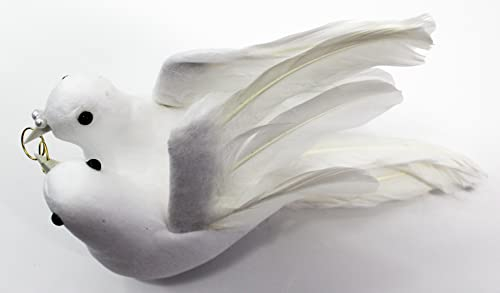 CaPiSo Couple de colombes blanches 18 cm - Oiseaux décoratifs avec anneau - Alliance de mariage