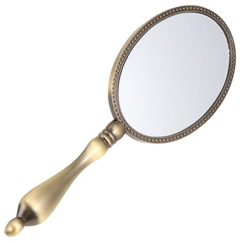 Artibetter Specchio a Mano con Maniglia Specchio in Metallo Vintage Specchio Trucco Compatto per Trucco Trucco