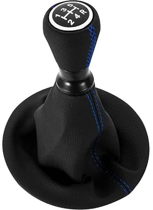 DOMENICA 5 Velocidades Pomo Palanca de Cambios Cuero con Funda Compatible de Peugeot Partner 2008-2022 Citroen Berlingo III MK3 (Azul)