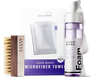 Jason Markk Gebrauchsfertiger Sneaker- und Schuhreiniger + Premium Schuhbürste + Mikrofasertuch Set - Ultimative Sneaker-Pflege-Kombination zur Reinigung von Schuhen - ohne Wasser