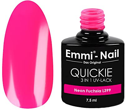 Emmi Nail Quickie Neon Fuchsia 3in1 (L399) I LED UV Nagellack I Unter-, Farb-& Überlack der bis zu 3 Wochen glänzt I Kratzfest, stoßfest vegan I 7,5ml