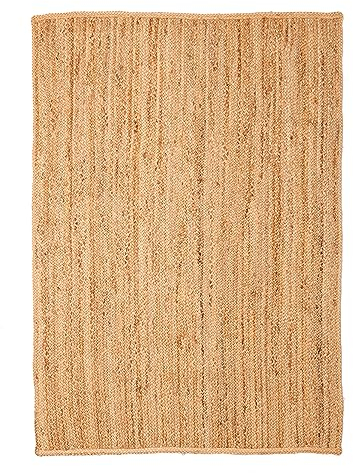 MY-RUG Jute Teppich 200x250 cm | handgewebter Juteteppich in Sisal Optik | flach gewebter Sisalteppich | hangefertigter Wohnzimmerteppich nachhaltig aus Jutefaser | beige, braun, Natur