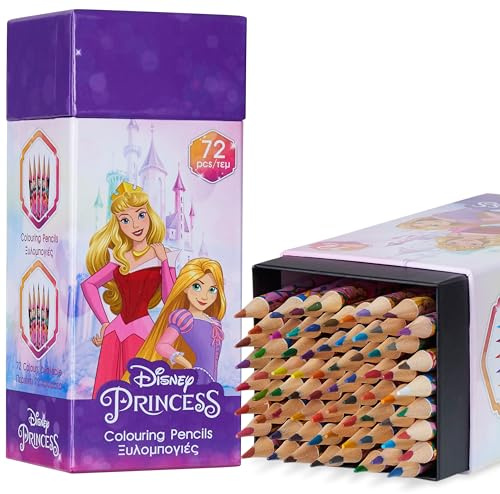 Disney Princess Buntstifte Kinder, 72 Stück Stitch Holzstifte Farbstifte Colored Pencils - Mitbringsel Kinder Mädchen (Violett Prinzessin)