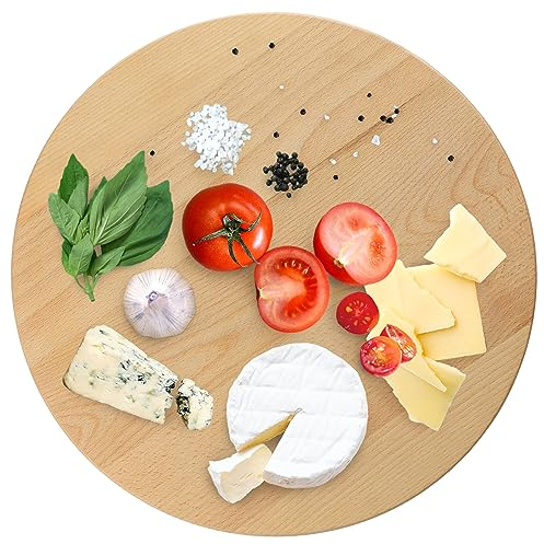 KADAX Piatto da portata rotondo, Lazy Susan per tavolo da pranzo, grande vassoio rotante per servire salumi e formaggi, tavola in legno per cucina (35 cm)