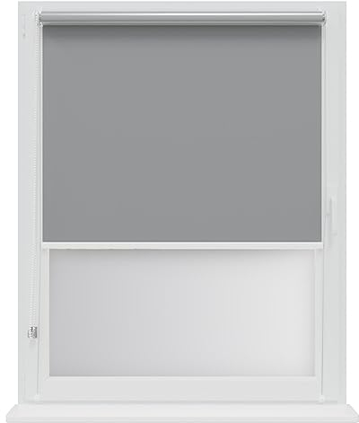 RENA Thermorollo Ohne Bohren Verdunklungsrollo Rollos für Fenster für Innen Klemmrollos Fensterrollo Verdunklung Sichtschutz Sonnenschutz Maßgeschneidertes Rollo Silbergrau 45x150 cm