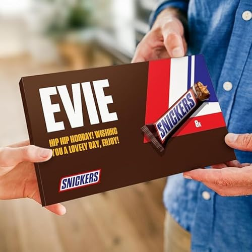 Snickers Barre de Chocolat Personnalisée - Personnalisez votre boîte cadeau géante en chocolat au lait, le cadeau pour les femmes & les hommes (Snickers giftbox)