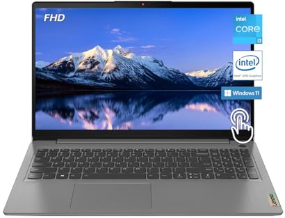 Lenovo 2023 Ideapad 3i Laptop más reciente, visualización táctil FHD de 15.6 pulgadas, 12 GB DDR4 RAM, procesador Intel Core i3-1115G4 de 11ª generación, SSD de 256 GB, HDMI, cámara web, Wi-Fi6,