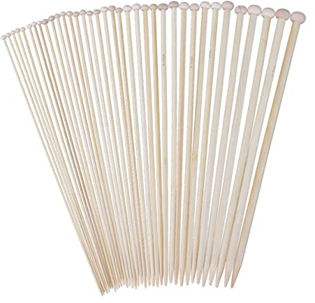 KONTONTY Ferri Da Maglia in Bambù Set Da 36 Pezzi Aghi a Punta Singola Per Principianti Ferri Dritti Leggeri Per 36 Cm Per Progetti Di Cucito e Maglioni