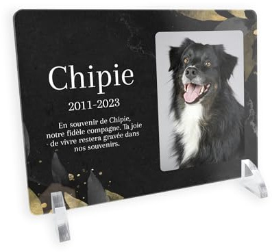 Gedenktafel aus Plexiglas für Haustiere, personalisierbar, für Katze oder verstorbene Hunde, mit Foto und Text, 20 x 15 cm