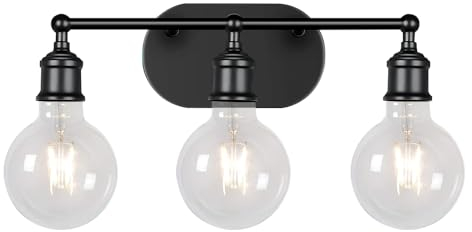 Chao Zan Wandlampe Innen, Industrial Wandleuchte, Spiegelleuchte Vintage, Modern Wandbeleuchtung für Bad, Wohnzimmer, Schlafzimmer (Schwarz)