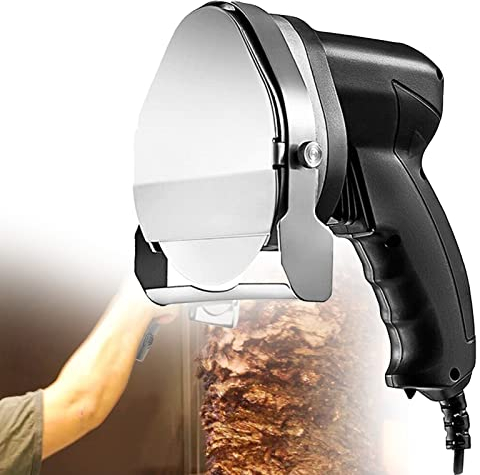 MLUENF Electric Shawarma Doner Kebab Knife,Sliced Meat Gyros Knife, 80W 0.5 Thinnest Kebab Slicer BBQ Roast Meat Cutting Machine Gyro Knife,Wired