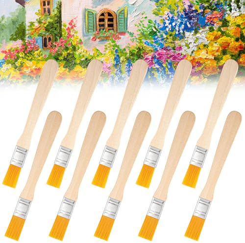Flachpinsel, 50 Stück Lasurpinsel Malerpinsel Lackpinsel Flache Borstenpinsel Set Lackpinsel für Lacke Kleine Pinselset Lack Fensterpinsel mit Holzgriff Holzlasur für Pinsel Farben Kunst Streichen