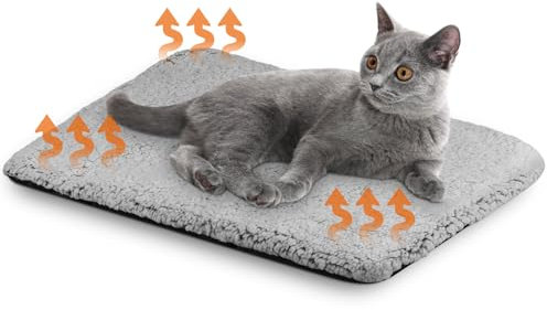 MOCOBO Selbstheizende Decke für Hunde & Katzen 60x40cm - Katzendecke, Wärmedecke Waschbare, Rutschfester Boden, Cremefarben