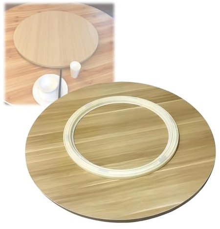 Grand plateau de service en bois - Pas de montage nécessaire - Plateau de service rond à 360° - Diamètre : 50 cm - Noyer - Facile à utiliser sur les plateaux de table