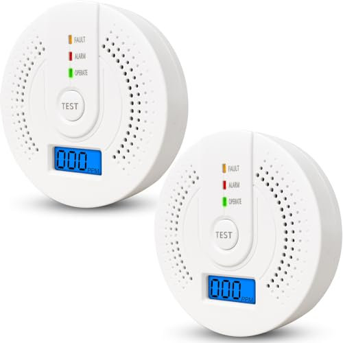 Carbon Monoxide Detector, Fire Carbon Monoxide Alarms with LED Indicato Monoxide CO Alarm Detector with Digital Display