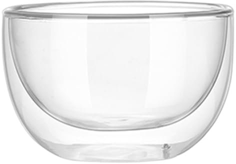 YGDYFDC Ensaladera Madera Ensaladera De Frutas Transparente, Cuenco De Vidrio De Doble Capa For El Hogar, Vajilla De Vidrio Resistente Al Calor De Borosilicato Ensaladera Portatil(1000ml)