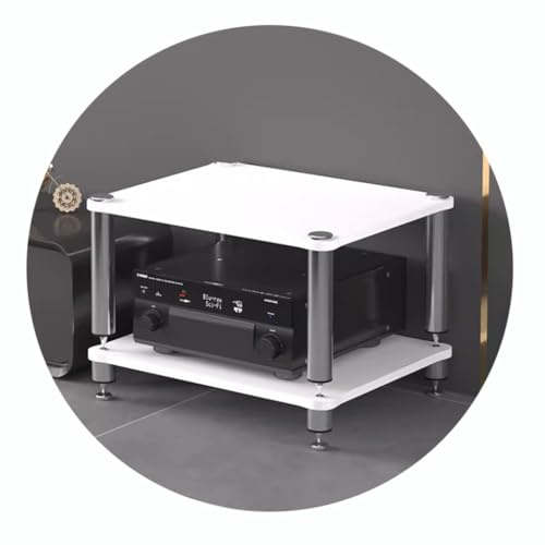 Easnuroz 2/3/4-stöckiges HiFi-Rack AV-Regal Medienregal Mit Verstellbaren Fächern HiFi-Ständer Plattenspieler-Ständer Medienaufbewahrungsregale Audio-Video-Komponenten(Weiß,60 * 48 * 40cm(2Tier))