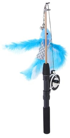 lisutupode Katzen Angelrute, Interaktives Kätzchen Zauberstab Angelruten Spielzeug, Katzenspielzeug Angel Mit Federn, Versenkbare Katzenangel Spielzeug, Kätzchen Zauberstab Spielzeug, 40-72cm