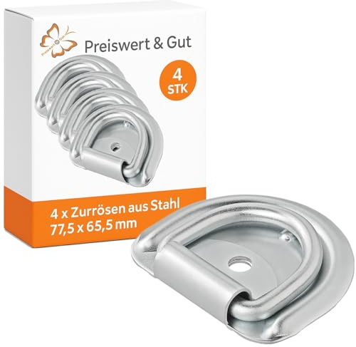 4 STK Zurrösen für Anhänger und LKW aus Stahl mit Ring 77,5 x 65,5 mm | Stabile Anhängerösen zur zuverlässigen Ladungssicherung, in Silber und als robustes Anhängerzubehör einsetzbar