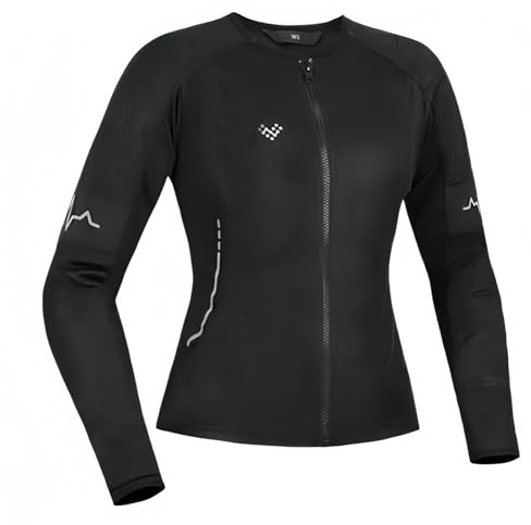 Damen-Motorradjacke, Atmungsaktives Motorradhemd Mit CE-Geprüften, Abnehmbaren Panzerpolstern, Schutzausrüstung Mit Reißverschluss Black,S
