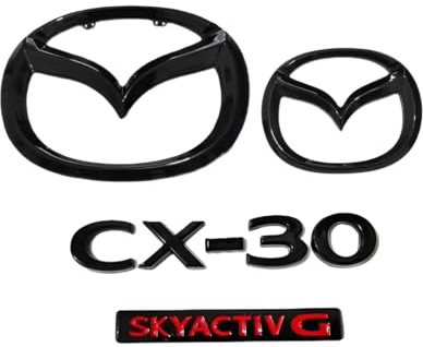 LFWCZS vorne hinten Ersatz Emblem Kit für Mazda CX-30 2019-2025(Only Hybrid),Schwarz Kühlergrill Kofferraum Plakette Zeichen Badge Aufkleber Logo 3D Metall Kfz Dekor Tuning Zubehör,just SKACTIVG