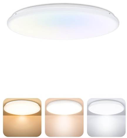 novapollo Ø37CM Plafoniera LED Soffitto, 3000K/4000K/6500K IP44 Impermeabile Lampada da Soffitto, 32W 3360LM Plafoniera Bagno per camera da letto, Cucina, Balcone, Bagno, Corridoio, Cantina
