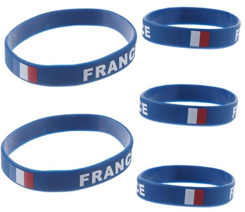 CONGARTENO 5PCS France National Flag Silicone Wristbands Country Flag Wristband for Men Women Soft Comfortable Sports Bracelets for Football Matches and Gifts