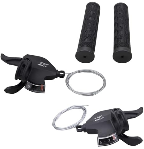 MEGHNA Lot de 3 leviers de vitesse de vélo - Pour dérailleur arrière et dérailleur arrière - 3 x 6 / 3 x 7 / 3 x 8 vitesses - Poignées de changement de vitesse VTT - Index - Pour VTT, vélo de trekking