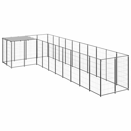 Hundezwinger Hundekäfig für Draußen,Hundezwinger Schwarz 7,26 m² Stahl für Haustiere, Hunde, Kleintiere Sowohl