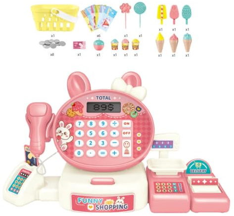 Barnkassa,kassaleksak | Leksaker på låtsas lekpengar | Livsmedelsbutik | lekset, pedagogisk låtsaslekräknare för barn Pojkar Flickor